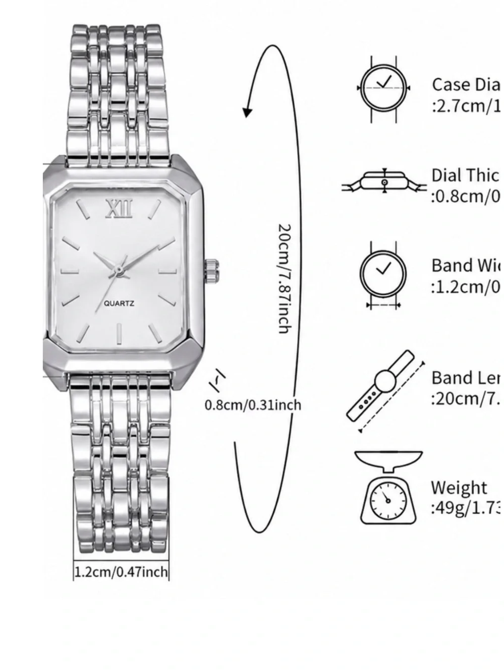 Maison Luxe Rectangular Link Bracelet Watch